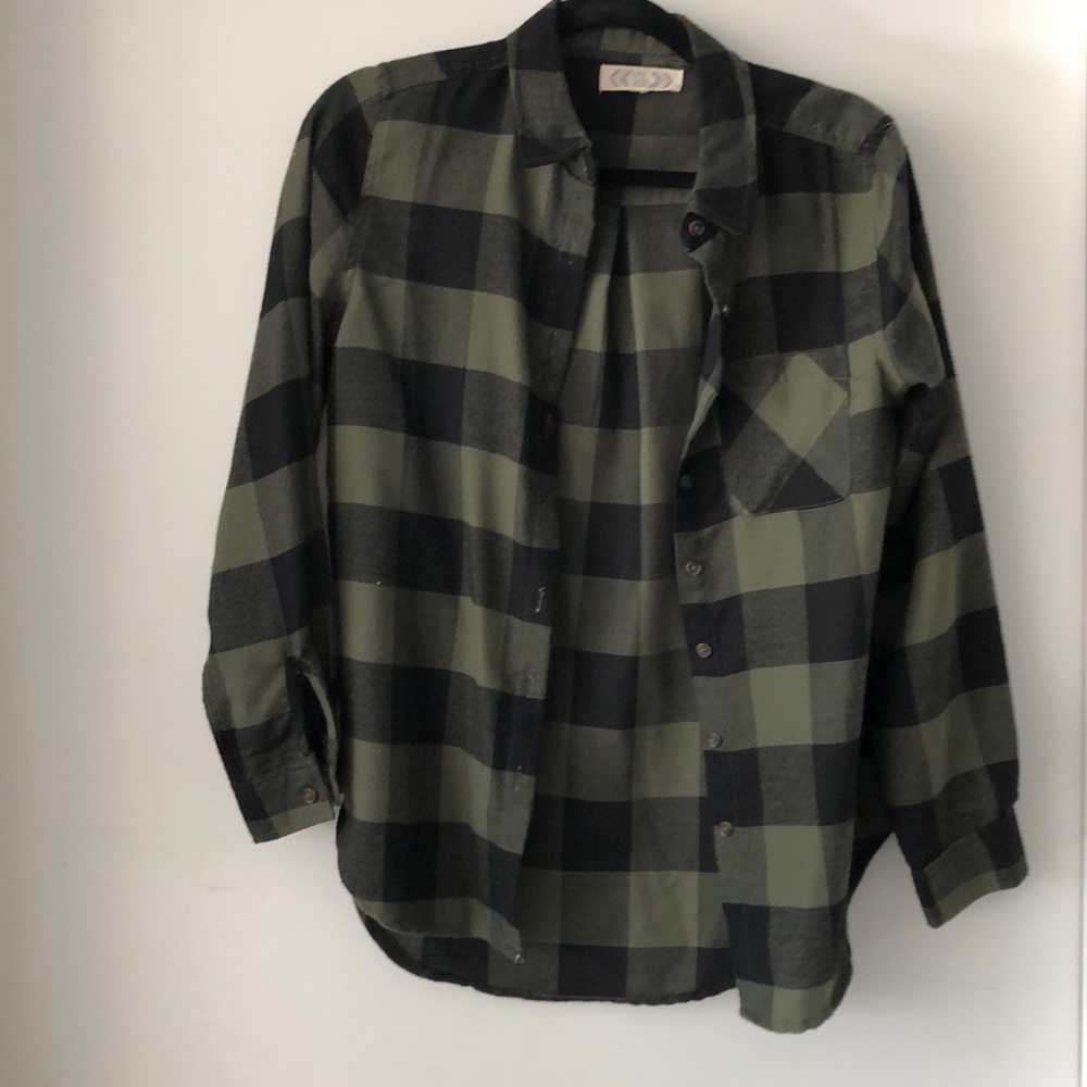 Green and black flannel; never worn